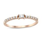 0.15 Karat Baget Pırlanta Yüzük (E-F VS/ Chocolate Baget)